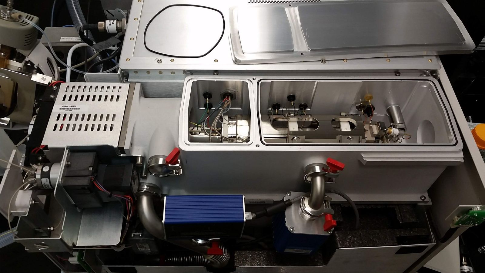 Inside a mass spectrometer used to analyze peptide samples